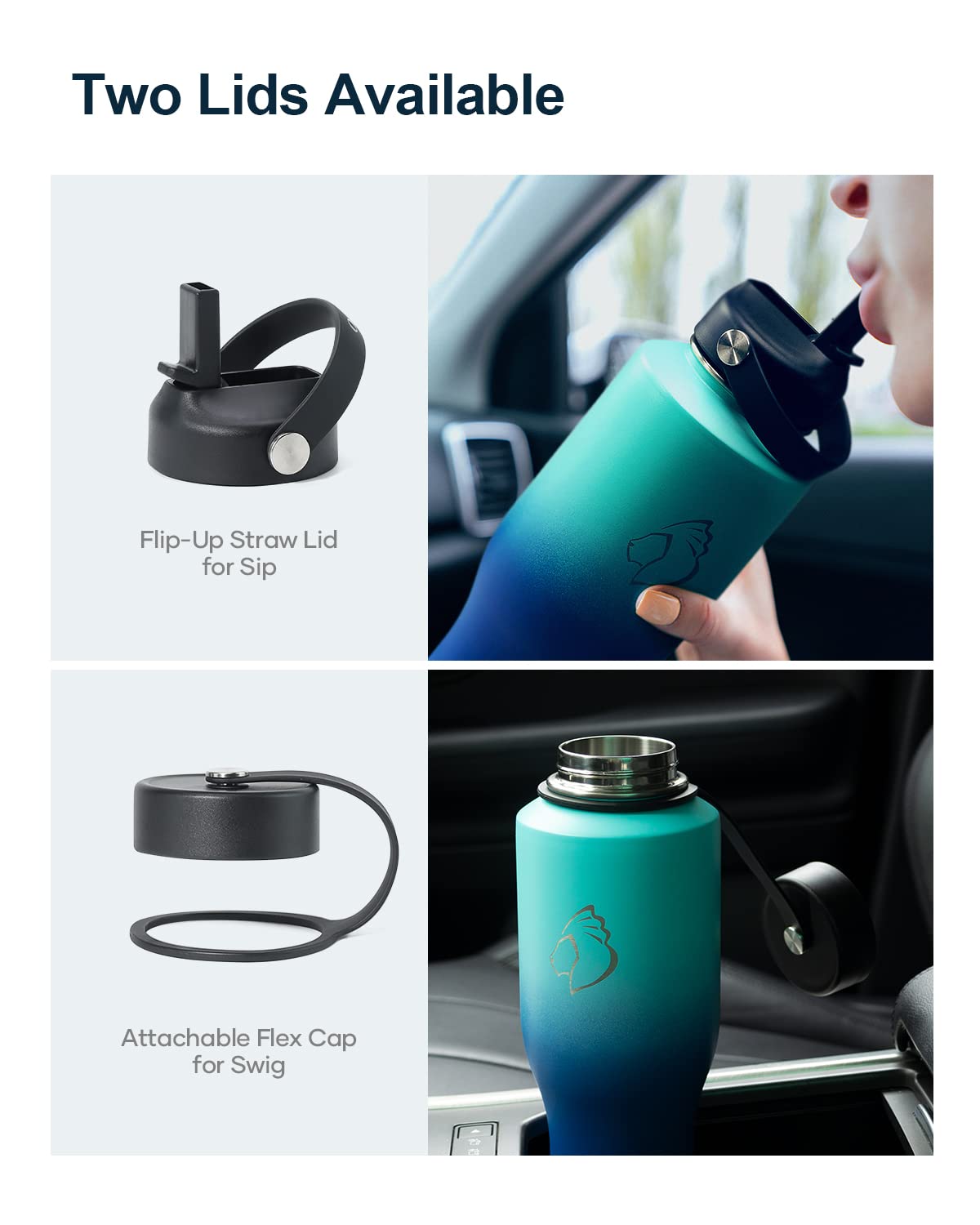 Buzio 40 Oz Insulated Tumbler With Straw And Lids, Stainless Steel Water Bottle Fits In Any Car Cup Holders, Double Wall Metal T